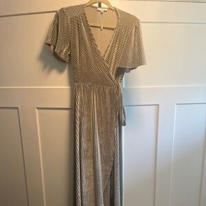 Baltic Born Andi Ribbed Velvet Wrap Dress (Dusty Sage)